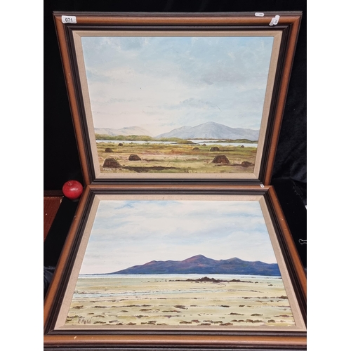 71 - Star lot: A pair of original Frank Feld oil on board paintings featuring a sweeping rural and coasta... 