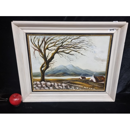 76 - An original oil on board painting featuring a West of Ireland landscape scene. Signed Phyllis bottom... 