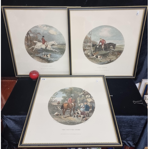 78 - Star Lot : A handsome  set of  vintage engravings featuring hunting scenes including titles such as ... 