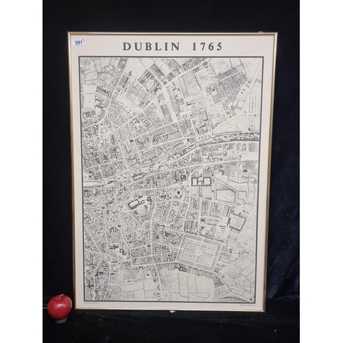 91 - A large high quality Dublin University Press Ltd print of a 1765 map of Dublin. Great detail showing... 