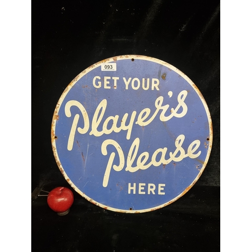 A large printed metal wall sign advertising Player's cigarettes.