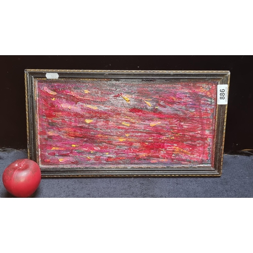 886 - An original oil on board painting featuring an abstract composition of energetic brushstrokes and dr... 