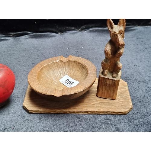 896 - A hand carved wooden ashtray featuring a figure of a begging dog. With initials 'B.B.' possibly for ... 