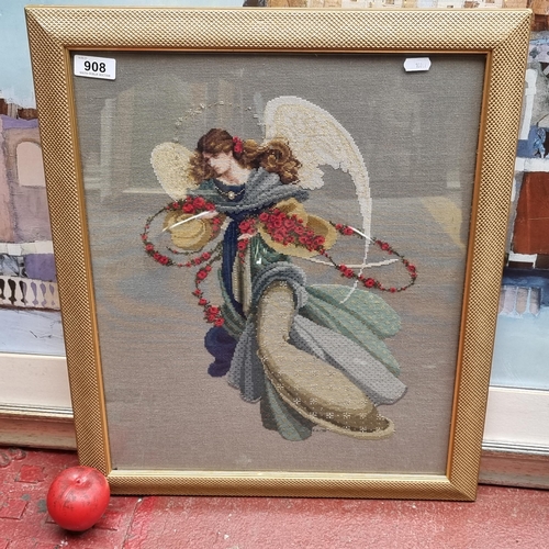 908 - A very fine needlepoint cross stitch artwork titled 