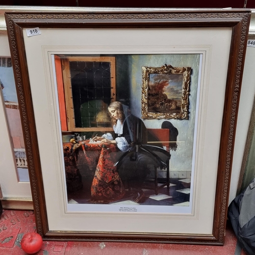 910 - A large high quality print of a painting originally by the artist Gabriel Metsu titled 