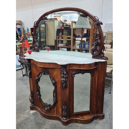 944 - Star Lot : An amazing Victorian credenza which comes with a matching oval mirror that can be mounted... 