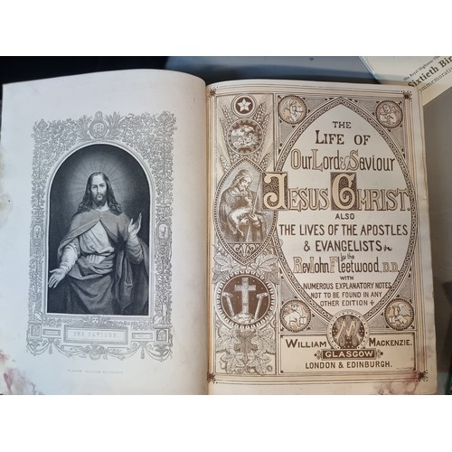 123 - Three hardback books including an antique 1782 edition of The Holy Bible published in Dublin contain... 