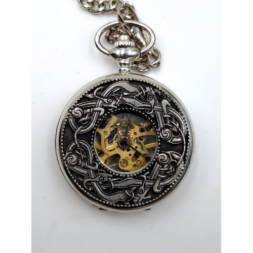 7 - A Mullingar Pewter half hunter pocket watch, featuring an inspection aperture to front and reverse. ... 