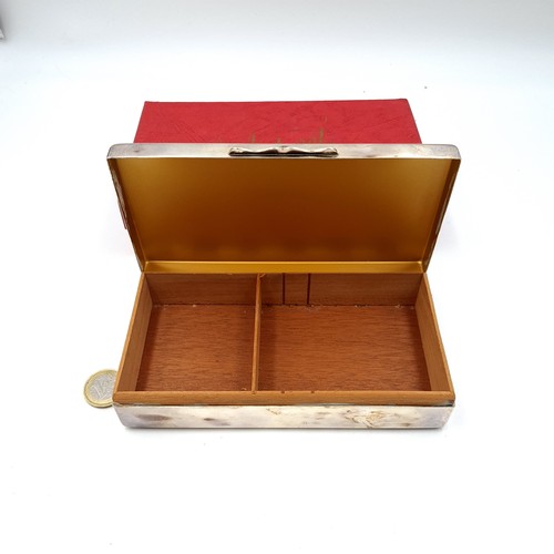 aristocrat cigarette box A handsome vintage Aristocrat silver plated cigarette box with wooden  liner. Accompanied by original