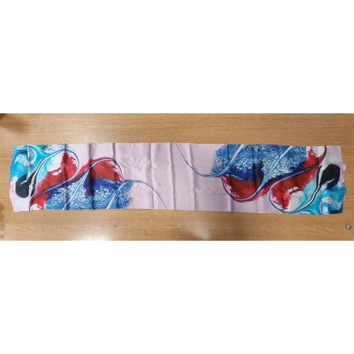 37 - A lovely Irish crafted 100% silk scarf, set with a beautiful colourful abstract design. By Love Silk... 