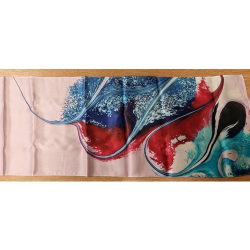 37 - A lovely Irish crafted 100% silk scarf, set with a beautiful colourful abstract design. By Love Silk... 