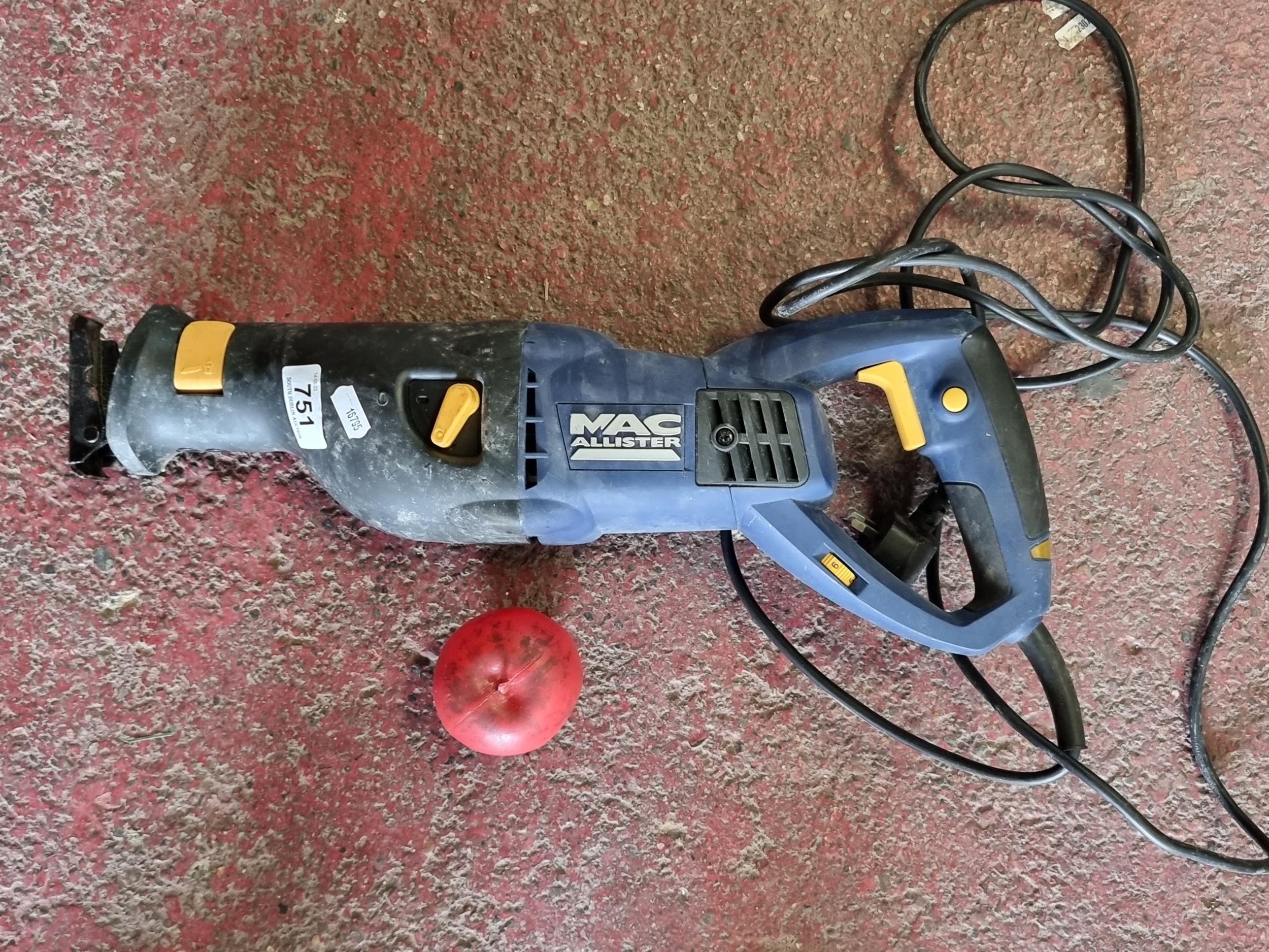 A Mac Allister branded reciprocating saw. Model number MRS800