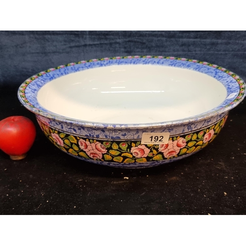 192 - A large very handsome ceramic wash basin from Burleigh Ware. Features a rich floral motif. In Very g... 