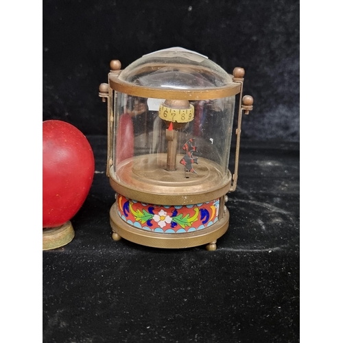 218 - Star lot : A rare Chinese vintage copper and cloisonne clock in the form of a fish tank. Fabulous un... 