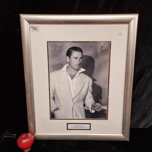 62 - A framed large super quality photographic print of the famed actor Erol Flynn. Well known for his sw... 