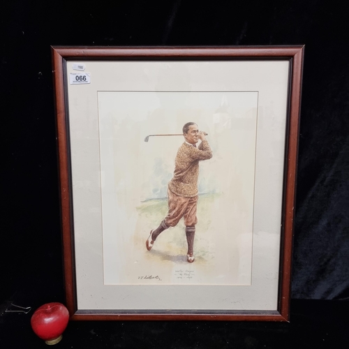 66 - A print of a painting originally by the artist Terence Gilbert featuring the golfer Walter 