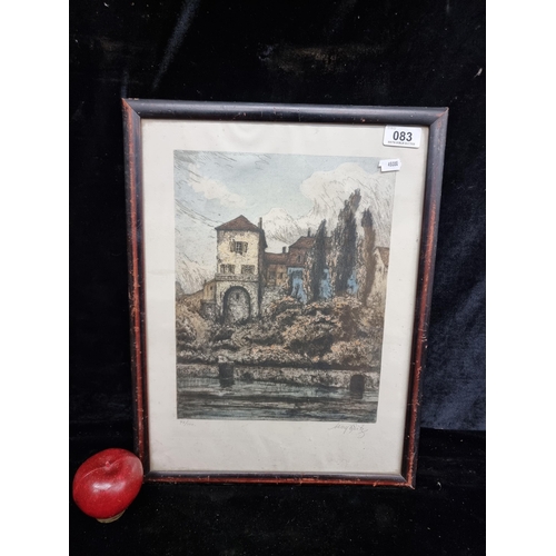 83 - A stunning original limited edition (93/100) acid plate etching showing a Mediterranean scene of cyp... 