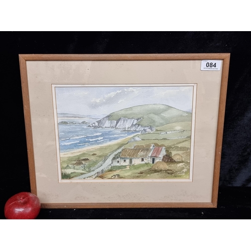 84 - An original Pam Bowie (Irish) watercolour on paper painting. Features a Dingle Co. Kerry scene with ... 