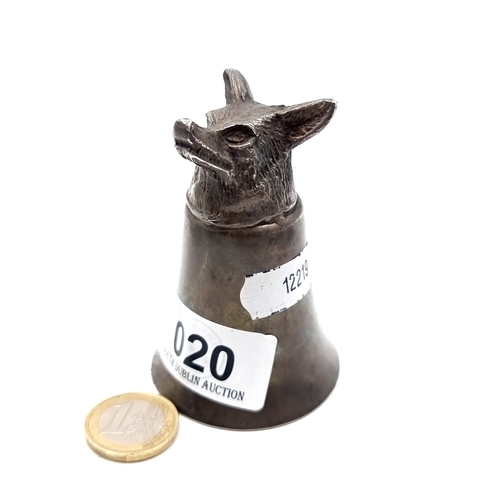 20 - A vintage candles snuffer in the form of a fox. Dimensions D 5cm x H 8cm. Total weight 112 grams