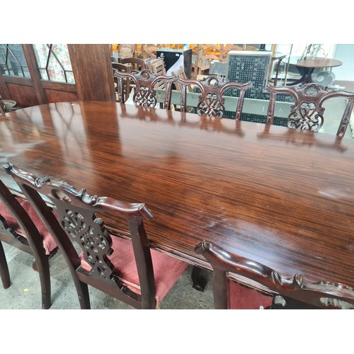 952 - Star Lot - A magnificent nine piece Chippendale style dining suite. Comprising of a large oblong din... 