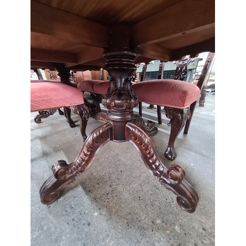 952 - Star Lot - A magnificent nine piece Chippendale style dining suite. Comprising of a large oblong din... 