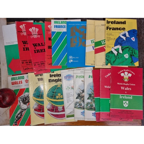 914 - A large collection of vintage Irish rugby programmes dating to the 1980's.