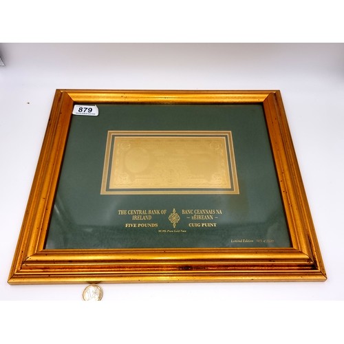 879 - A limited edition (1615/7500) 99.9% pure gold Lady Lavery five pound note, held in a fine gilt frame... 