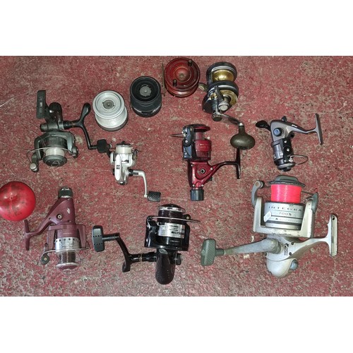 862 - A selection of ten fishing rod reels including Jarvis Walker, JK Breaker and Crane Sports.