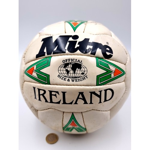 881 - A vintage 1990's Mitre Ireland football possibly signed by Roy Keane or Paul McGrath ?