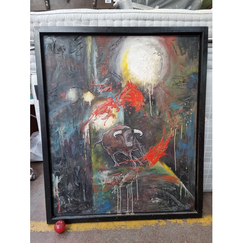 817 - A very large original Brian Halligan (Irish, 20th century) oil on canvas painting featuring a striki... 