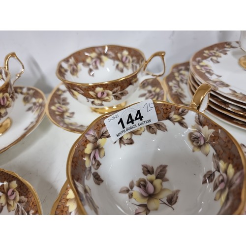 144 - Twenty pieces of Irish Arklow bone china tea service in the 'Elegance' pattern. comprising of cups, ... 