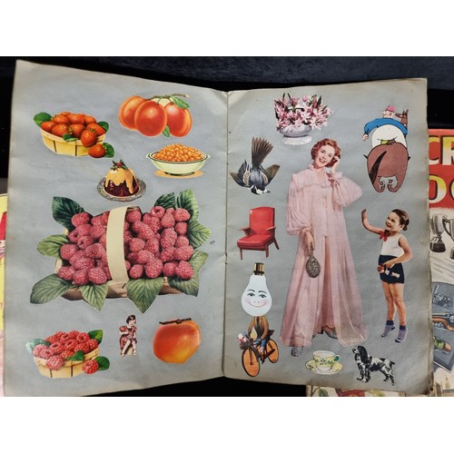 157 - Three vintage items including two scrapbooks featuring various advertisements and colourful illustra... 