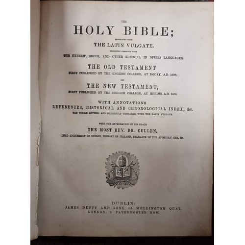 207 - Star Lot: A fantastic example of an antique 'The Holy Bible Translated from the Latin Vulgate' datin... 