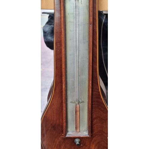 883 - Star Lot : A large mid Victorian wall mounted banjo barometer with thermometer and hygrometer to top... 