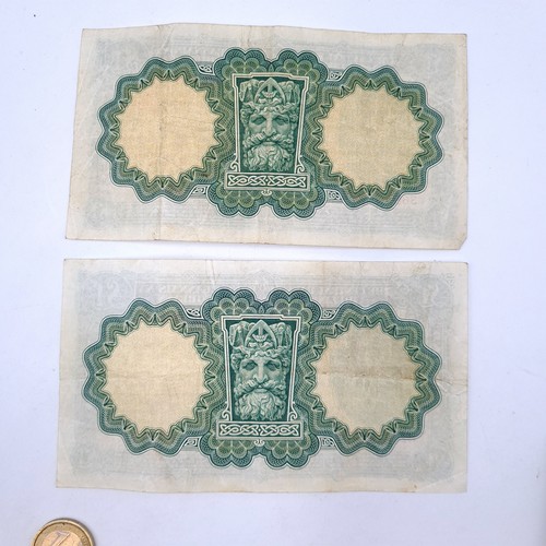 57 - Two Lady Lavery £1 notes. Both dated 26.8.52. In nice condition with no tears.