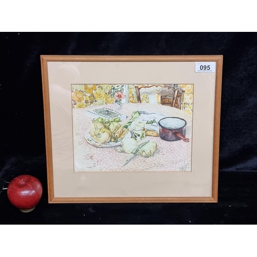 95 - A vintage original watercolour on paper painting featuring an intensely rendered interior still life... 