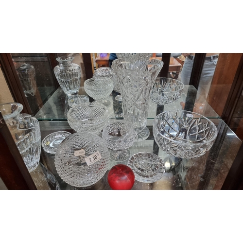 736 - An impressive selection of nine pieces of Irish Crystal including two Waterford Crystal items. All i... 