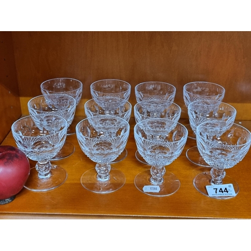 744 - A selection of 12 Waterford Crystal stemmed drinking glasses in the Colleen pattern. All in great co... 