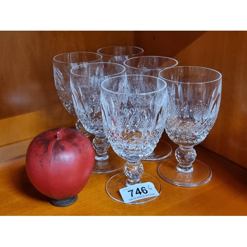 746 - A striking set of six large Waterford Crystal stemmed drinking glasses in the Colleen pattern. All i... 