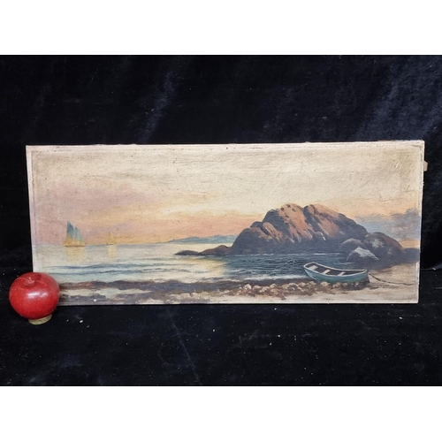 119 - A beautiful early 20th century original oil on canvas painting featuring a coastal landscape scene i... 