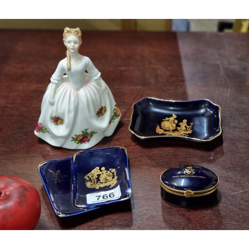 766 - Four beautiful porcelain items including three Limoges, including A Venice Simplon-orient Express pi... 