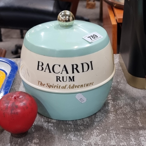 789 - A superb vintage Bacardi Rum advertising ice bucket. Fabulous colour and vintage look.