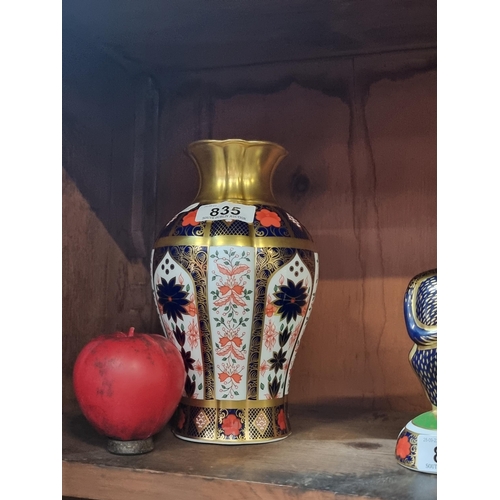 835 - Star Lot: A gorgeous Royal Crown Derby 'Old Imari' 1128 vase boasting a striking gilded motif and fl... 