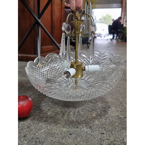 839 - Star Lot: A fabulous Waterford Crystal chandelier with a large bowl shade, five droplets and three b... 