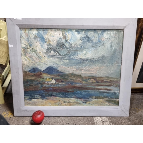 917 - A fabulous vintage original oil on canvas painting featuring a West of Ireland landscape scene of a ... 