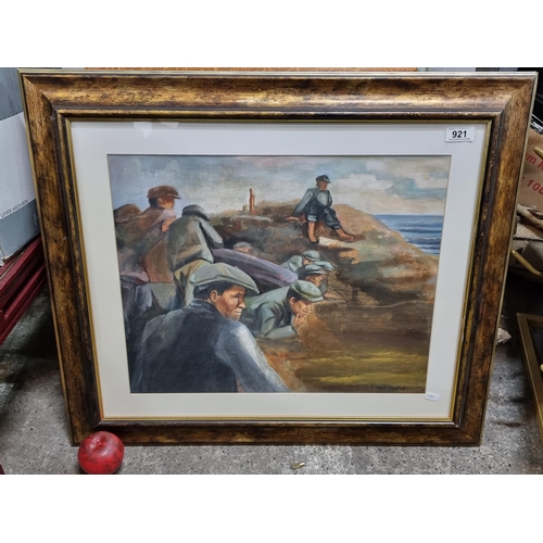 921 - An original oil on board painting after work by the renowned John Skelton. Features a gathering of y... 