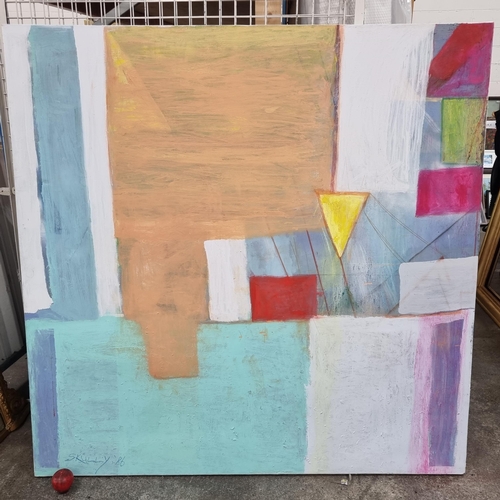 941 - Star Lot: An enormous original oil on canvas painting featuring an abstracted composition of overlap... 