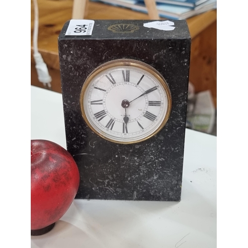 964 - A beautiful Quartz mantle clock set in solid Kilkenny marble.