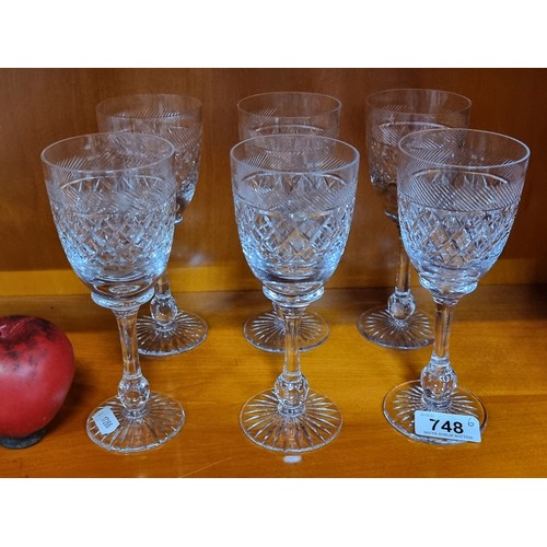 748 - A wonderful set of six tall crystal drinking glasses. All in great condition.