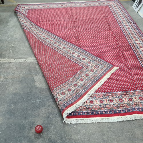 756 - Star Lot : A fabulous quality hand knotted and hand finishes, wool and cotton Indian rug in a geomet... 